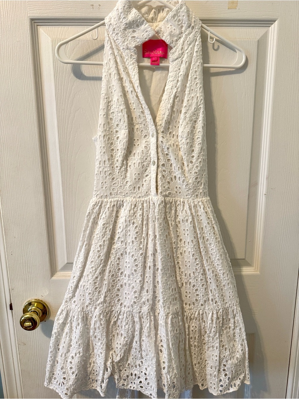 Lilly Pulitzer White Eyelet Halter Mini Dress